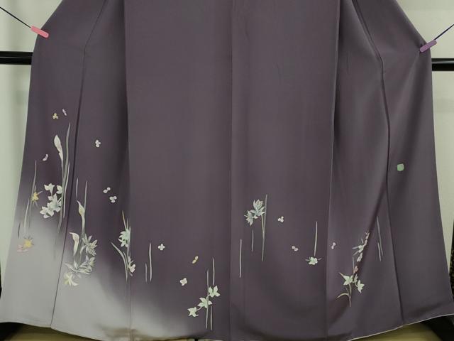 平和屋本店●極上 本加賀友禅作家 松島由美 訪問着 伸びやかな和み 暈し染め 古代紫色地 証紙付き 逸品 DZAB3280kh6