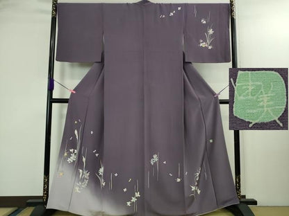 平和屋本店●極上 本加賀友禅作家 松島由美 訪問着 伸びやかな和み 暈し染め 古代紫色地 証紙付き 逸品 DZAB3280kh6