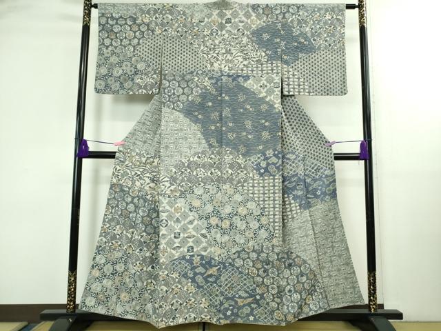 平和屋本店●極上 中国三大刺繍 スワトウ刺繍 汕頭刺繍 訪問着 名物裂花鳥文 鬼しぼ縮緬 金糸 逸品 DZAB3281kh6