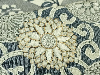 平和屋本店●極上 中国三大刺繍 スワトウ刺繍 汕頭刺繍 訪問着 名物裂花鳥文 鬼しぼ縮緬 金糸 逸品 DZAB3281kh6