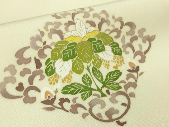 平和屋本店●極上　訪問着　駒刺繍　鳳凰花菱文　鳥の子色地　暈し染め　金彩　逸品　DZAB3282kh6