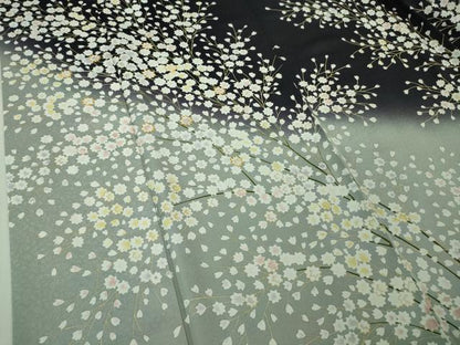 平和屋本店●極上 訪問着 作家物 駒刺繍 枝花文 暈し染め 紫黒色地 暈し染め 金彩 逸品 DZAB3285kh6