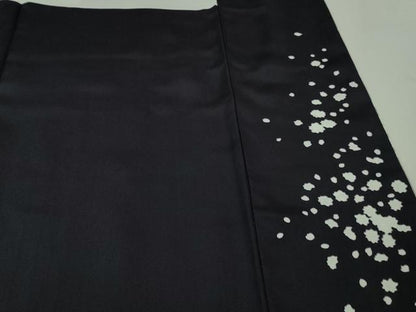 平和屋本店●極上 訪問着 作家物 駒刺繍 枝花文 暈し染め 紫黒色地 暈し染め 金彩 逸品 DZAB3285kh6