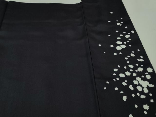 平和屋本店●極上 訪問着 作家物 駒刺繍 枝花文 暈し染め 紫黒色地 暈し染め 金彩 逸品 DZAB3285kh6