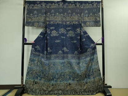 平和屋本店●極上　中国三大刺繍　スワトウ刺繍　汕頭刺繍　総刺繍　訪問着　動物　草花文　暈し染め　金糸　金通し地　逸品　DZAB3286kh6