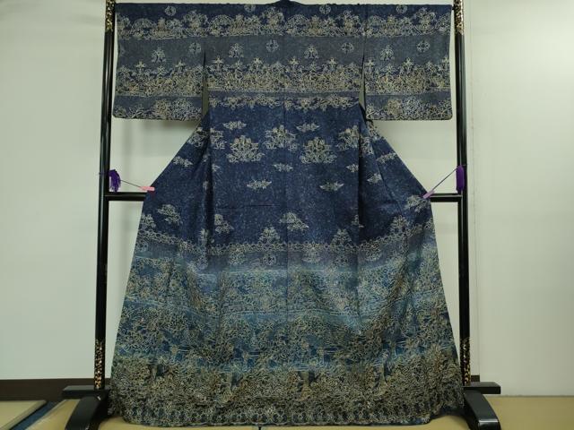 平和屋本店●極上　中国三大刺繍　スワトウ刺繍　汕頭刺繍　総刺繍　訪問着　動物　草花文　暈し染め　金糸　金通し地　逸品　DZAB3286kh6