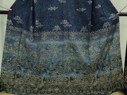 平和屋本店●極上　中国三大刺繍　スワトウ刺繍　汕頭刺繍　総刺繍　訪問着　動物　草花文　暈し染め　金糸　金通し地　逸品　DZAB3286kh6
