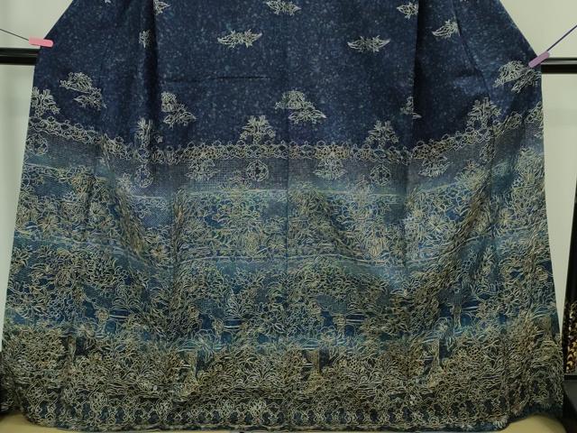 平和屋本店●極上　中国三大刺繍　スワトウ刺繍　汕頭刺繍　総刺繍　訪問着　動物　草花文　暈し染め　金糸　金通し地　逸品　DZAB3286kh6