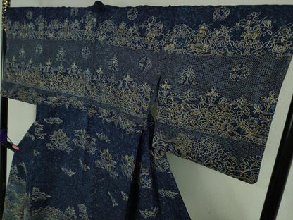 平和屋本店●極上　中国三大刺繍　スワトウ刺繍　汕頭刺繍　総刺繍　訪問着　動物　草花文　暈し染め　金糸　金通し地　逸品　DZAB3286kh6