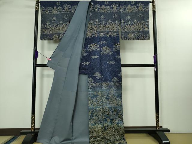 平和屋本店●極上　中国三大刺繍　スワトウ刺繍　汕頭刺繍　総刺繍　訪問着　動物　草花文　暈し染め　金糸　金通し地　逸品　DZAB3286kh6