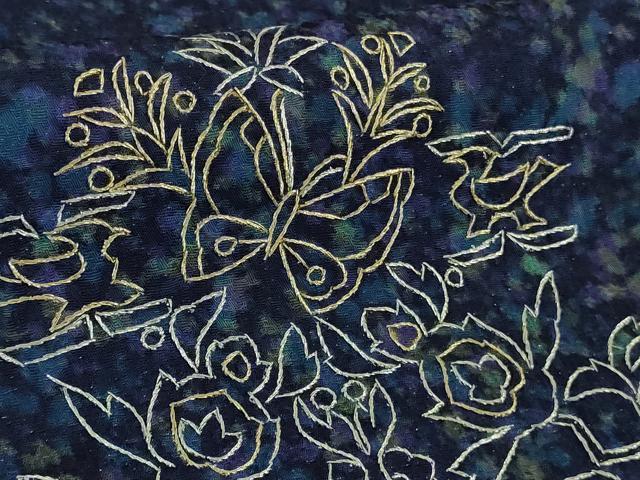平和屋本店●極上　中国三大刺繍　スワトウ刺繍　汕頭刺繍　総刺繍　訪問着　動物　草花文　暈し染め　金糸　金通し地　逸品　DZAB3286kh6