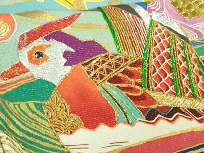 平和屋本店●最高級　創業460年・千總　振袖　刺繍　鴛鴦花文　金糸　銀通し地　松坂屋扱い　逸品　DZAB3289kh6