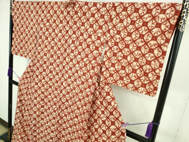 平和屋本店●極上　岩手の匠　草紫堂　南部絞り　茜染　綿　逸品　未使用　DZAB3293kh6
