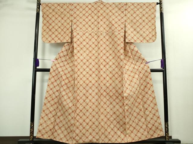 平和屋本店●極上　岩手の匠　草紫堂　南部絞り　茜染　紬　正絹　逸品　未使用　DZAB3294kh6