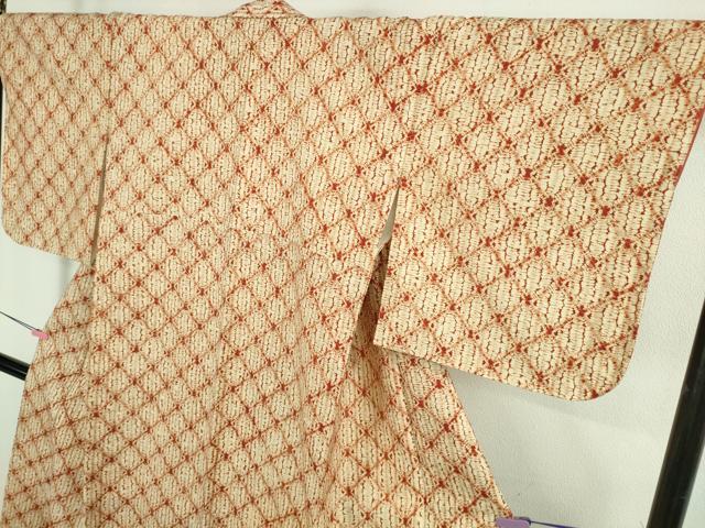平和屋本店●極上　岩手の匠　草紫堂　南部絞り　茜染　紬　正絹　逸品　未使用　DZAB3294kh6