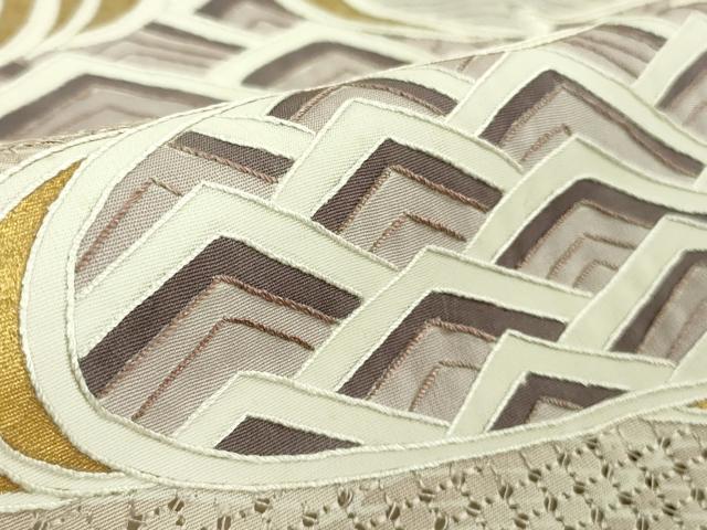 平和屋本店●極上　中国三大刺繍　スワトウ刺繍　汕頭刺繍　総刺繍　立波青海波　灰梅色地　金彩　ロング丈　逸品　DZAB3298kh6