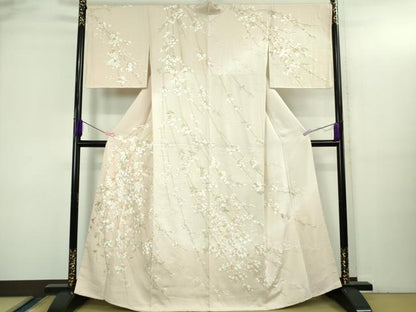 平和屋本店●極上　訪問着　総手刺繍　枝垂れ桜　暈し染め　金銀糸　逸品　未使用　DZAB3299kh6