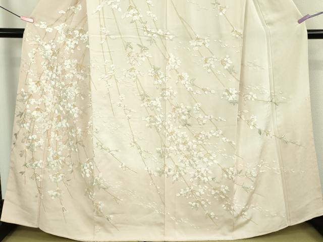 平和屋本店●極上　訪問着　総手刺繍　枝垂れ桜　暈し染め　金銀糸　逸品　未使用　DZAB3299kh6