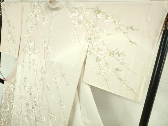 平和屋本店●極上　訪問着　総手刺繍　枝垂れ桜　暈し染め　金銀糸　逸品　未使用　DZAB3299kh6