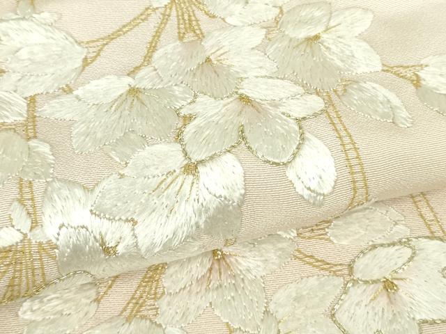平和屋本店●極上　訪問着　総手刺繍　枝垂れ桜　暈し染め　金銀糸　逸品　未使用　DZAB3299kh6