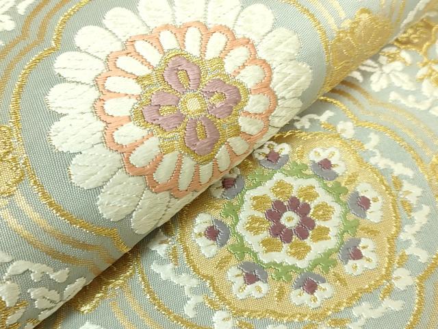 平和屋着物●極上　西陣　丸勇謹製　六通柄袋帯　つづれ唐織　吉祥文　花繋　金糸　証紙付き　逸品　未使用　DZAB3308kh6