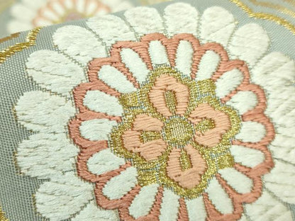 平和屋着物●極上　西陣　丸勇謹製　六通柄袋帯　つづれ唐織　吉祥文　花繋　金糸　証紙付き　逸品　未使用　DZAB3308kh6