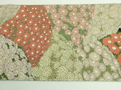 平和屋着物●極上　山口美術織物　皇室　伊勢神宮御用　西陣織　太鼓柄袋帯　唐織　重陽菊御苑文　黒地　逸品　DZAB3315kh6