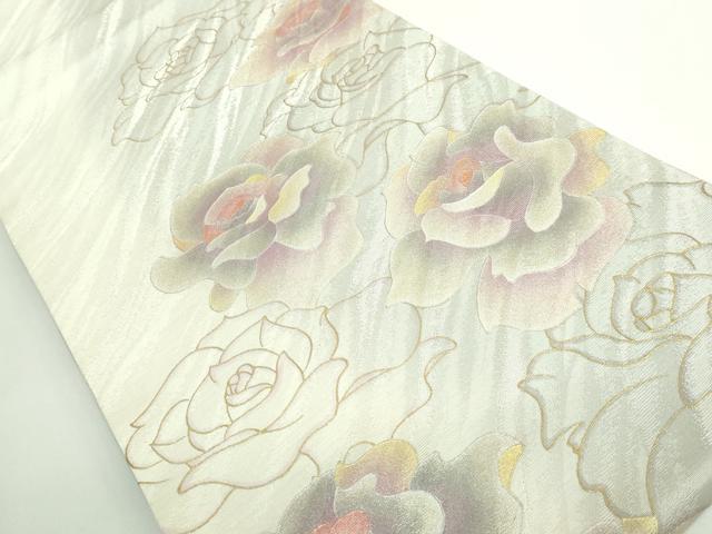 平和屋着物●極上　太鼓柄袋帯　バラ　薔薇　金銀彩　さが美扱い　逸品　DZAB3318kh6