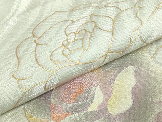 平和屋着物●極上　太鼓柄袋帯　バラ　薔薇　金銀彩　さが美扱い　逸品　DZAB3318kh6