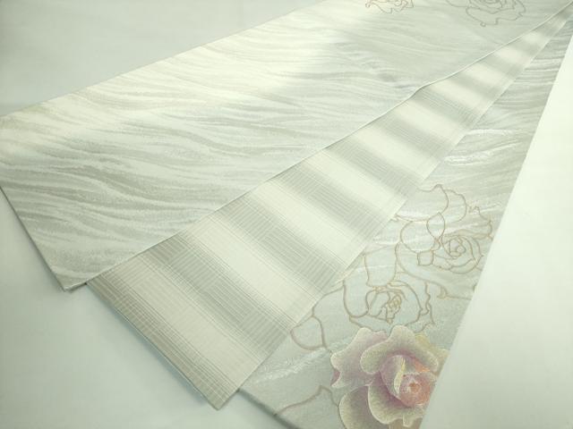 平和屋着物●極上　太鼓柄袋帯　バラ　薔薇　金銀彩　さが美扱い　逸品　DZAB3318kh6