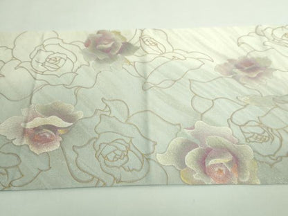 平和屋着物●極上　太鼓柄袋帯　バラ　薔薇　金銀彩　さが美扱い　逸品　DZAB3318kh6