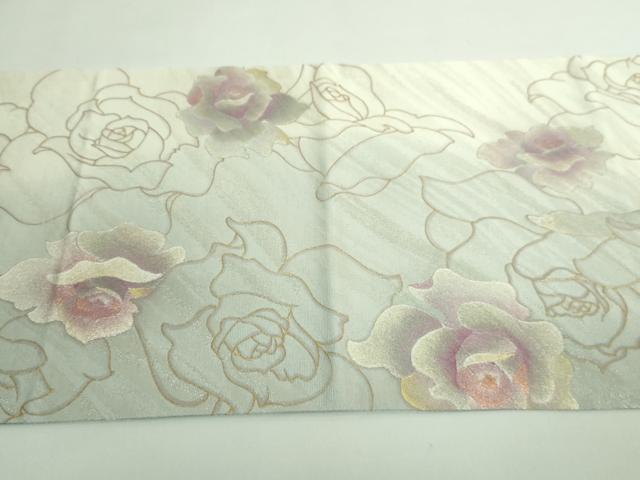 平和屋着物●極上　太鼓柄袋帯　バラ　薔薇　金銀彩　さが美扱い　逸品　DZAB3318kh6