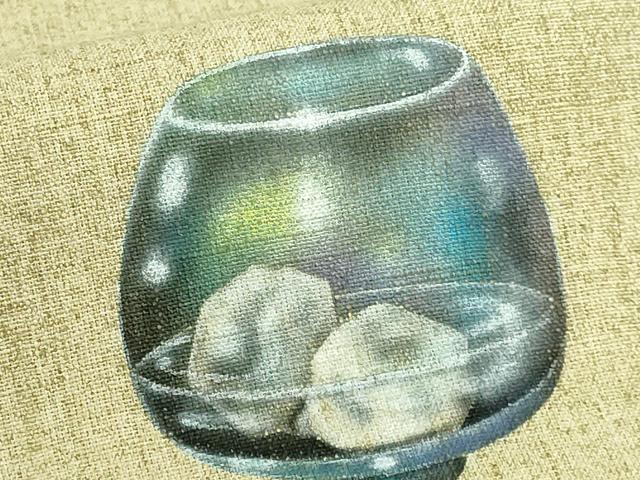 平和屋着物●極上　八寸名古屋帯　紬地　手描き　涌波紅彩　グラス　逸品　DZAB3323kh6