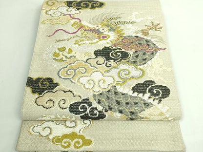平和屋着物●極上　太鼓柄袋帯　雲龍　金銀糸　逸品　DZAB3324kh6