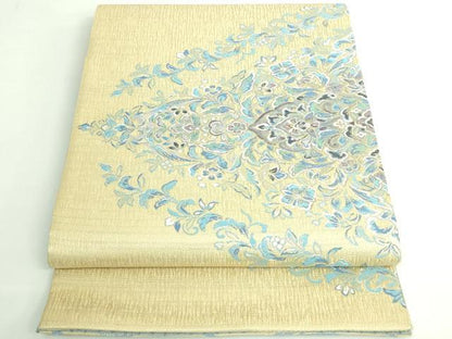 平和屋着物●極上　両面　全通柄袋帯　花菱文　藍　やまと誂製　逸品　未使用　DZAB3328kh6