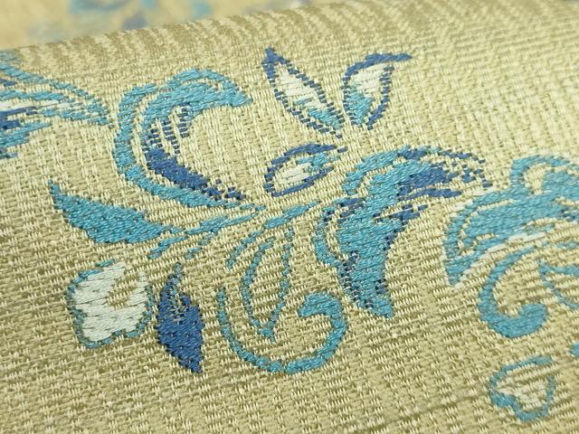 平和屋着物●極上　両面　全通柄袋帯　花菱文　藍　やまと誂製　逸品　未使用　DZAB3328kh6