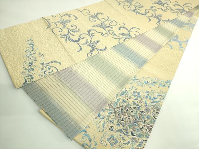 平和屋着物●極上　両面　全通柄袋帯　花菱文　藍　やまと誂製　逸品　未使用　DZAB3328kh6