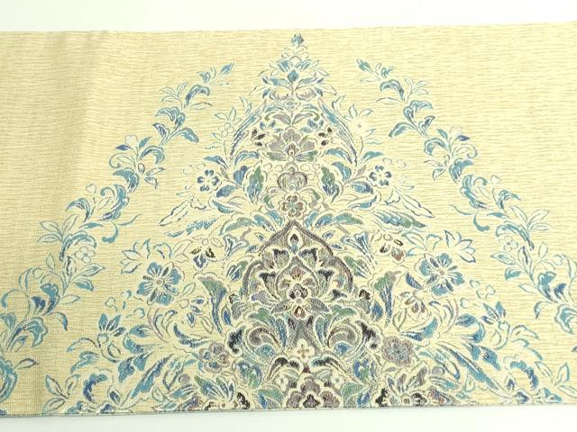 平和屋着物●極上　両面　全通柄袋帯　花菱文　藍　やまと誂製　逸品　未使用　DZAB3328kh6