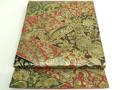 平和屋着物●極上　六通柄袋帯　金唐革　辻が花　松皮菱短冊花文　金彩　逸品　DZAB3336kh6