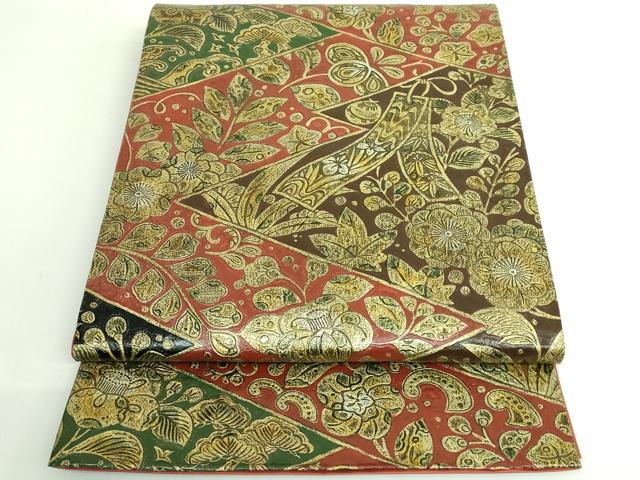 平和屋着物●極上　六通柄袋帯　金唐革　辻が花　松皮菱短冊花文　金彩　逸品　DZAB3336kh6