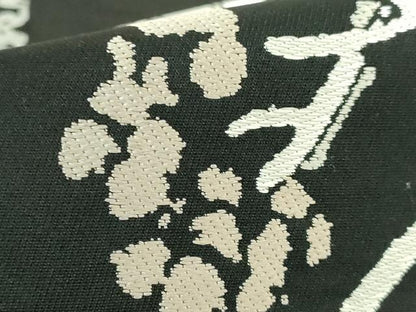 平和屋着物●極上　両面　全通柄袋帯　ART Nouveau Designs　アールヌーボー　唐織　花丸文　黒地　証紙・たとう紙付き　逸品　DZAB3348kh6