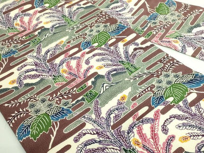 平和屋本店●最高級　城間栄順　本場琉球紅型　九寸名古屋帯　霞草花文　鬼しぼ縮緬　逸品　DZAB3352kh6