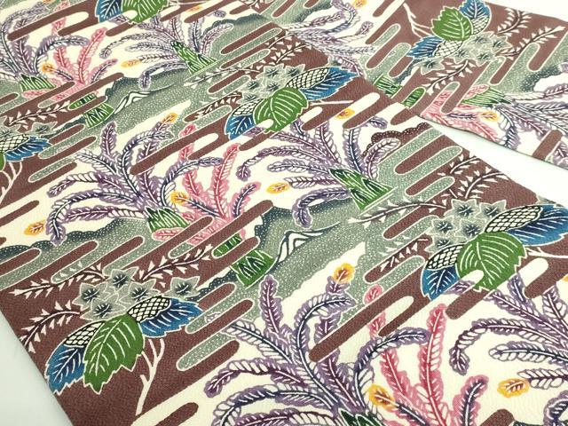 平和屋本店●最高級　城間栄順　本場琉球紅型　九寸名古屋帯　霞草花文　鬼しぼ縮緬　逸品　DZAB3352kh6