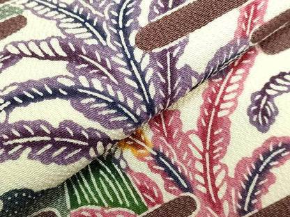 平和屋本店●最高級　城間栄順　本場琉球紅型　九寸名古屋帯　霞草花文　鬼しぼ縮緬　逸品　DZAB3352kh6