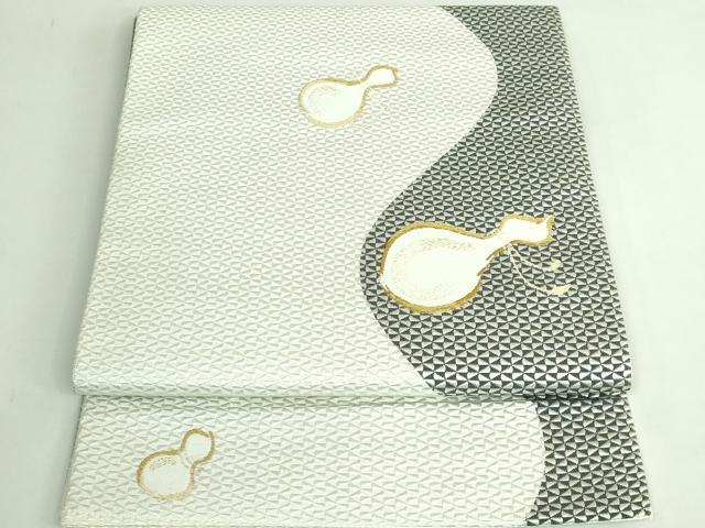 平和屋着物●極上　本場筑前博多織　八寸名古屋帯　華あじろ　瓢箪　金糸　逸品　DZAB3358kh6