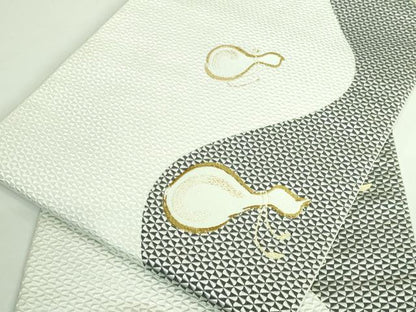 平和屋着物●極上　本場筑前博多織　八寸名古屋帯　華あじろ　瓢箪　金糸　逸品　DZAB3358kh6