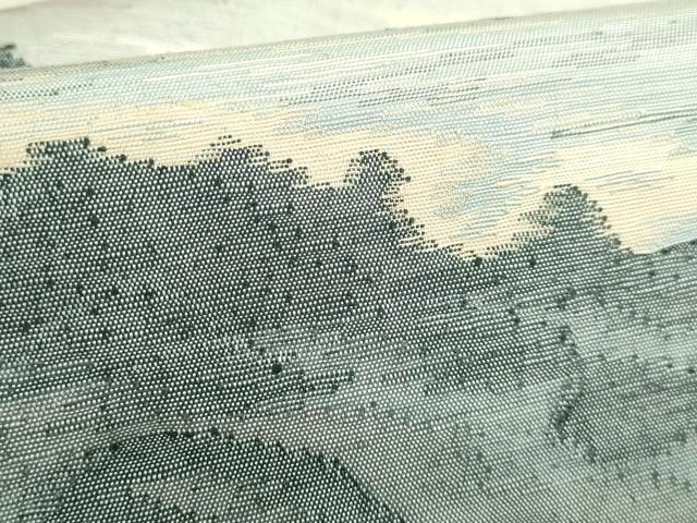 平和屋着物●極上　絲藝苑　上島洋山　両面　太鼓柄袋帯　風景文　逸品　DZAB3366kh6