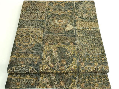 平和屋着物●極上　前田仁仙　仁仙更紗　　六通柄袋帯　花蝶文　金彩　逸品　DZAB3369kh6