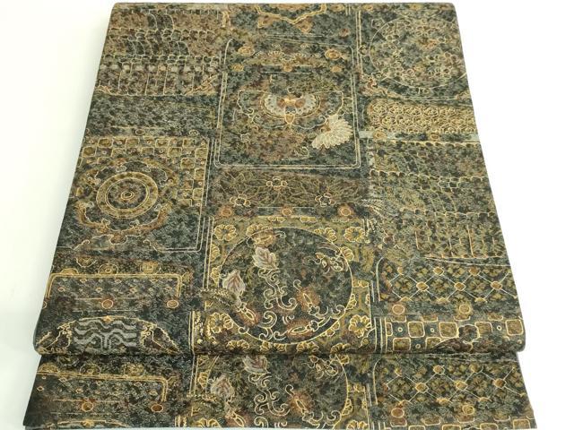 平和屋着物●極上　前田仁仙　仁仙更紗　　六通柄袋帯　花蝶文　金彩　逸品　DZAB3369kh6