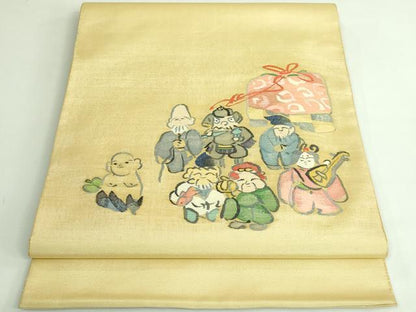 平和屋着物●極上　太鼓柄袋帯　すくい織　七福神　逸品　DZAB3374kh6